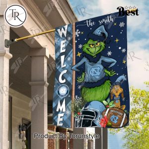 NCAA North Carolina Tar Heels Football Grinch Welcome Christmas Garden Flag – Custom Name