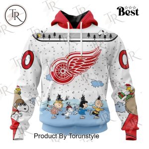 NHL Detroit Red Wings Special Peanuts Ice Skating Design Hoodie