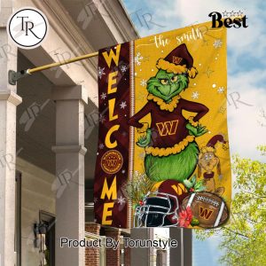 NFL Washington Commanders Football Grinch Welcome Christmas Garden Flag – Custom Name