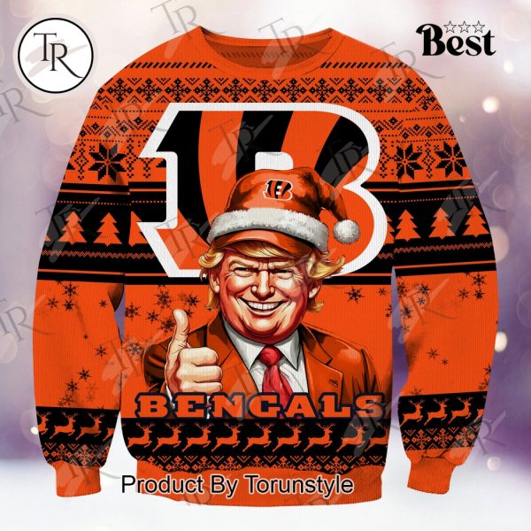 Cincinnati Bengals Christmas Donald Trump Knitted Sweater