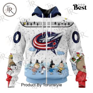 NHL Columbus Blue Jackets Special Peanuts Ice Skating Design Hoodie