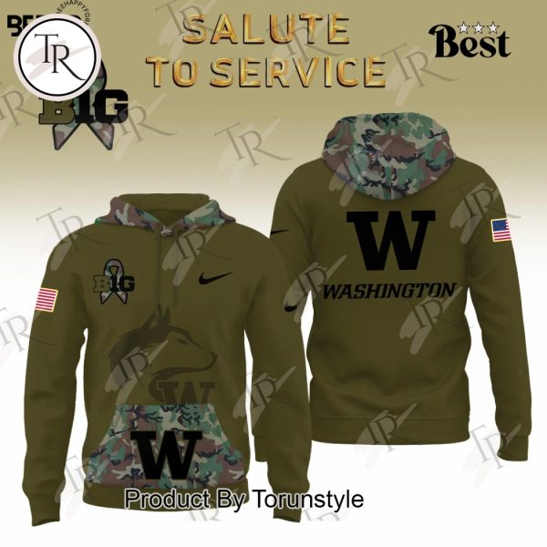 Washington Huskies Camo 2024 Salute to Service Combo Hoodie, Longpants, Cap