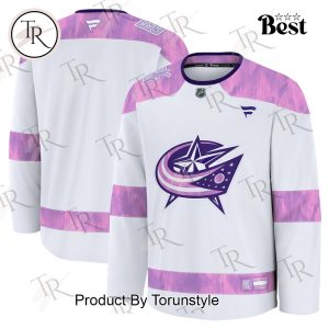 NHL Columbus Blue Jackets 2024 Hockey Fights Cancer Practice Jersey – White