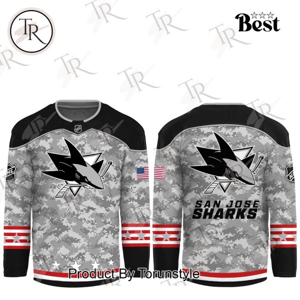 NHL San Jose Sharks Arctic Camo 2024 Salute to Service Club Hockey Jersey