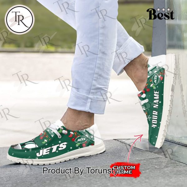 NFL New York Jets Ho Ho Ho Christmas Custom Name Hey Dude Shoes