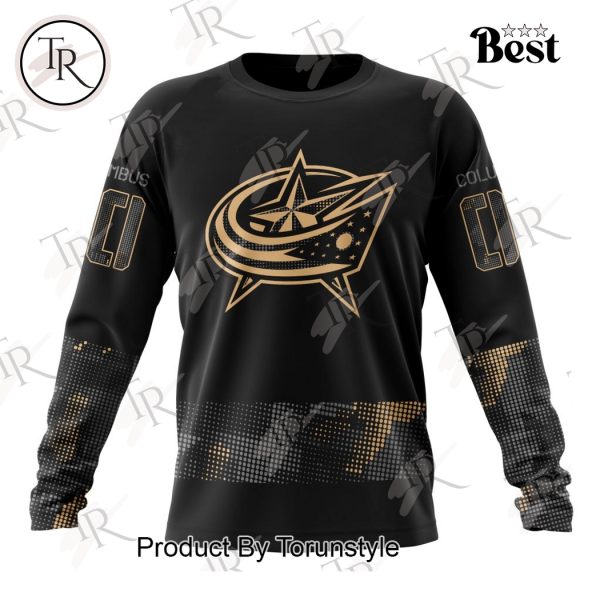 NHL Columbus Blue Jackets Personalized Military Appreciation Design Hoodie