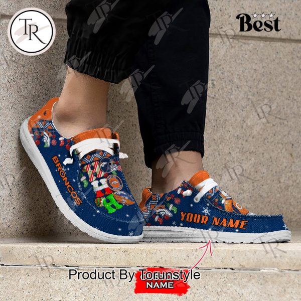 NFL Denver Broncos Ho Ho Ho Christmas Custom Name Hey Dude Shoes