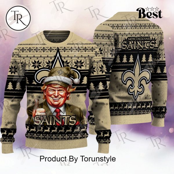 New Orleans Saints Christmas Donald Trump Knitted Sweater