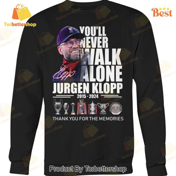 You Never Walk Alone Jurgen Klopp 2015-2024 Liverpool F.C Thank You For The Memories Signature Unisex T-Shirt