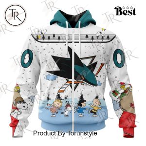 NHL San Jose Sharks Special Peanuts Ice Skating Design Hoodie