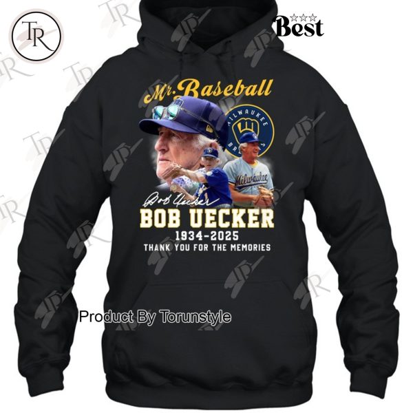 Mr.Baseball Bob Uecker X Milwaukee Brewers MLB 1934-2025 Thank You For The Memories T-Shirt