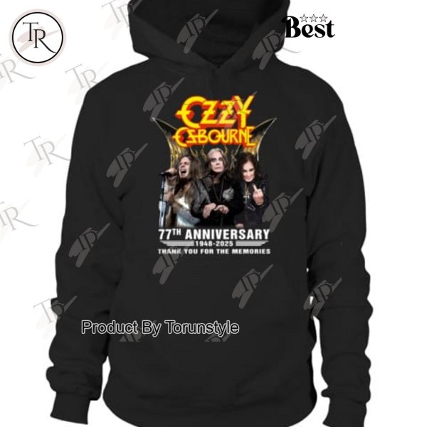 Ozzy Osbourne 77th Anniversary 1948-2025 Thank You For The Memories T-Shirt