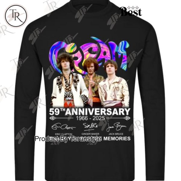 Cream 59th Anniversary 1966-2025 Thank You For The Memories T-Shirt