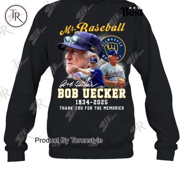 Mr.Baseball Bob Uecker X Milwaukee Brewers MLB 1934-2025 Thank You For The Memories T-Shirt