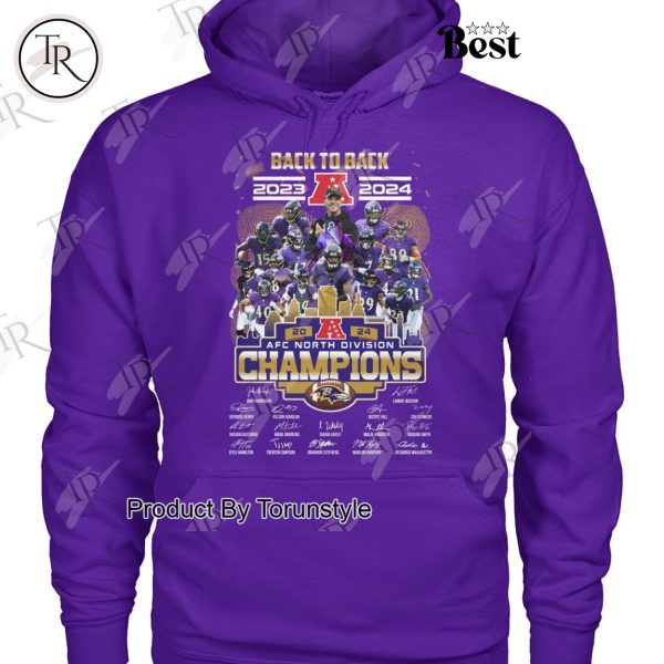 Back To Back 2023-2024 AFC North Division Champions Baltimore Ravens NFL T-Shirt