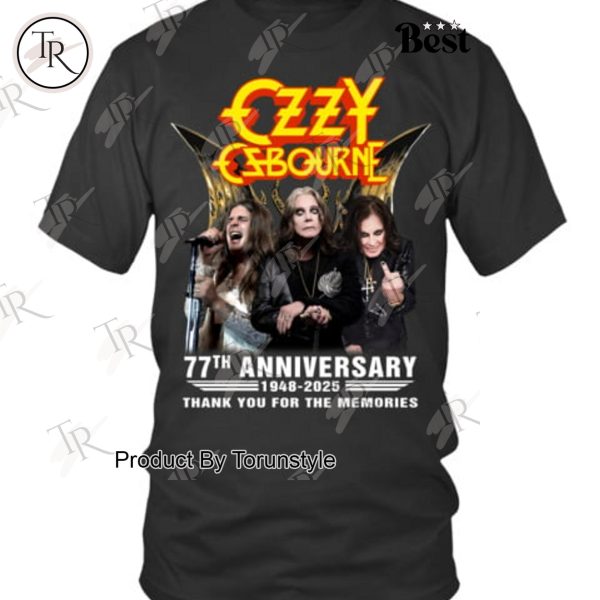 Ozzy Osbourne 77th Anniversary 1948-2025 Thank You For The Memories T-Shirt