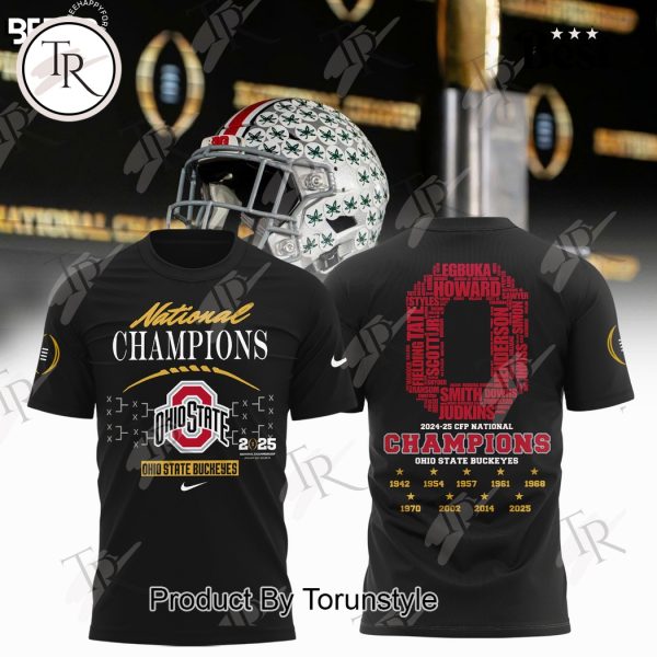 2024-25 CFP National Champions Ohio State Buckeyes “Nine-Times” Hoodie – Black