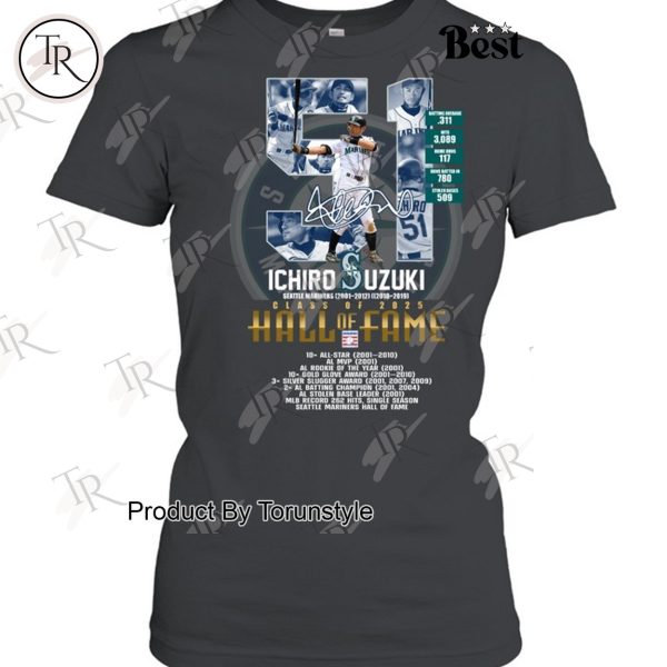 Ichiro Suzuki Class Of 2025 Hall Of Fame T-Shirt