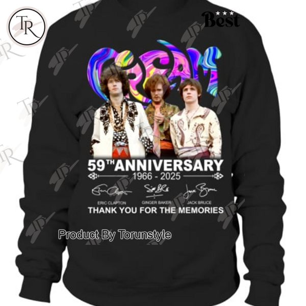 Cream 59th Anniversary 1966-2025 Thank You For The Memories T-Shirt