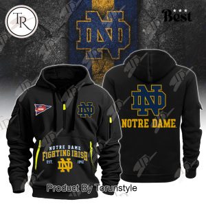 NCAA Notre Dame Fighting Irish EST 1842 Quarter Zip Hoodie – Black