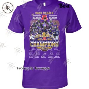 Back To Back 2023-2024 AFC North Division Champions Baltimore Ravens NFL T-Shirt