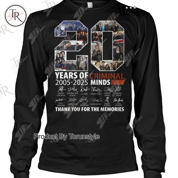 Criminal Minds 20 Years Of 2005-2025 Thank You For The Memories T-Shirt