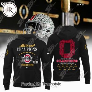 2024-25 CFP National Champions Ohio State Buckeyes “Nine-Times” Hoodie – Black