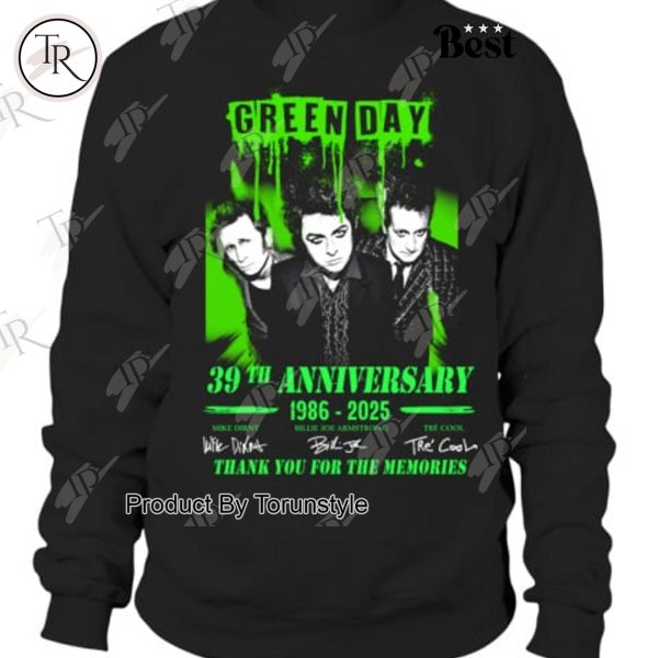 Green Day 39th Anniversary 1986-2025 Thank You For The Memories T-Shirt