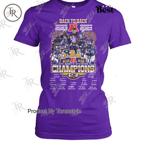 Back To Back 2023-2024 AFC North Division Champions Baltimore Ravens NFL T-Shirt