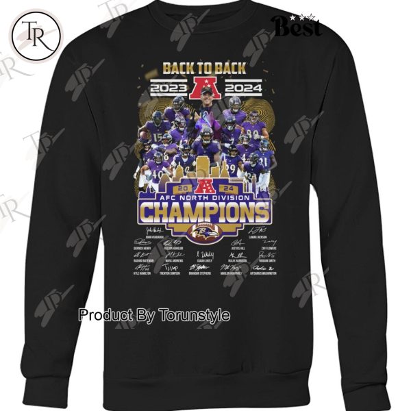 Back To Back 2023-2024 AFC North Division Champions Baltimore Ravens NFL T-Shirt