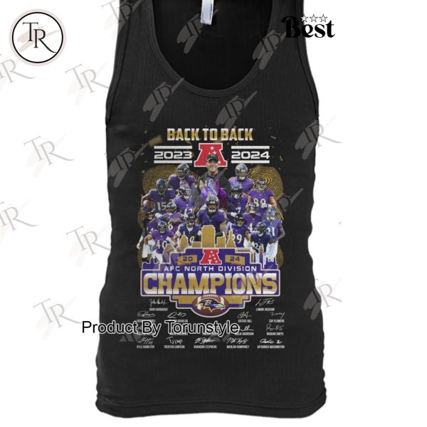 Back To Back 2023-2024 AFC North Division Champions Baltimore Ravens NFL T-Shirt