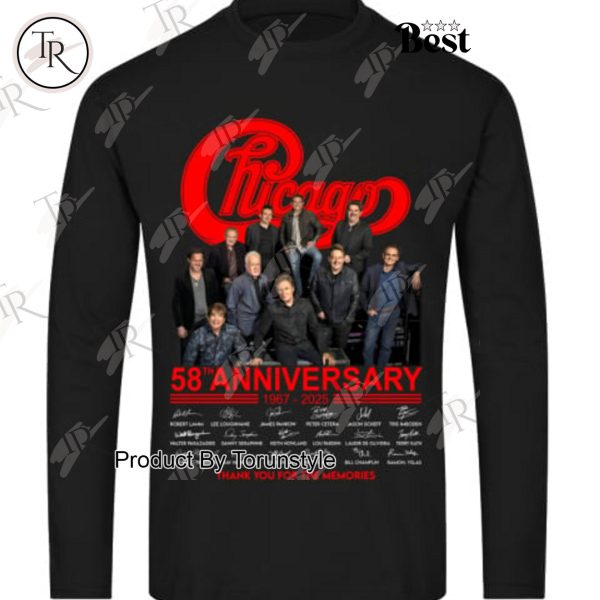 Chicago Rock Band 58th Anniversary 1967-2025 Thank You for The Memories T-Shirt