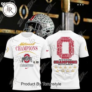 2024-25 CFP National Champions Ohio State Buckeyes “Nine-Times” Hoodie – White