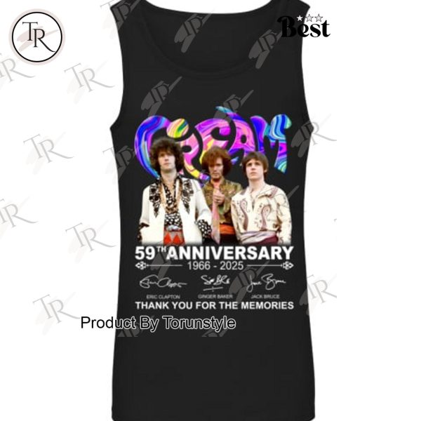 Cream 59th Anniversary 1966-2025 Thank You For The Memories T-Shirt