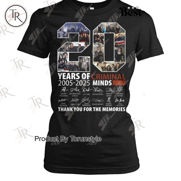 Criminal Minds 20 Years Of 2005-2025 Thank You For The Memories T-Shirt