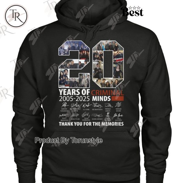 Criminal Minds 20 Years Of 2005-2025 Thank You For The Memories T-Shirt