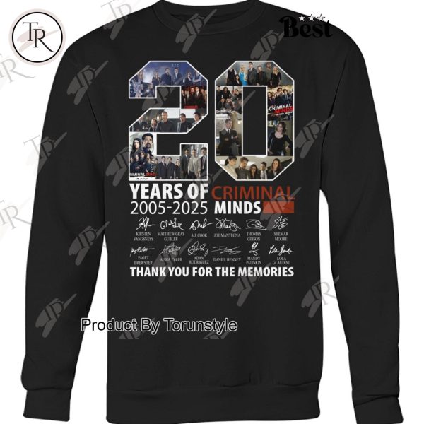 Criminal Minds 20 Years Of 2005-2025 Thank You For The Memories T-Shirt