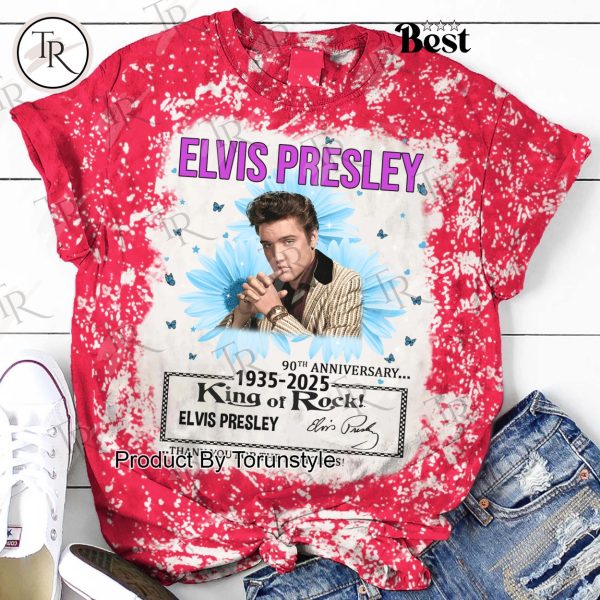 Elvis Presley 90th Anniversary 1935-2025 King Of Rock Thank You For The Memories T-Shirt – Red