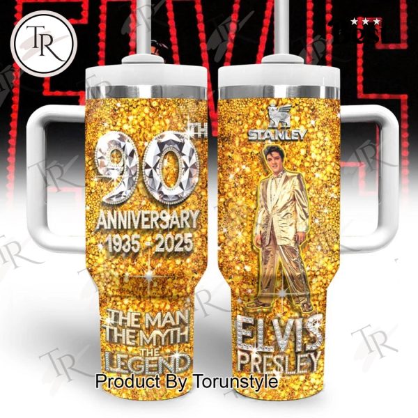 Elvis Presley 90th Anniversary 1935-2025 The Man The Myth The Legend 40oz Tumbler