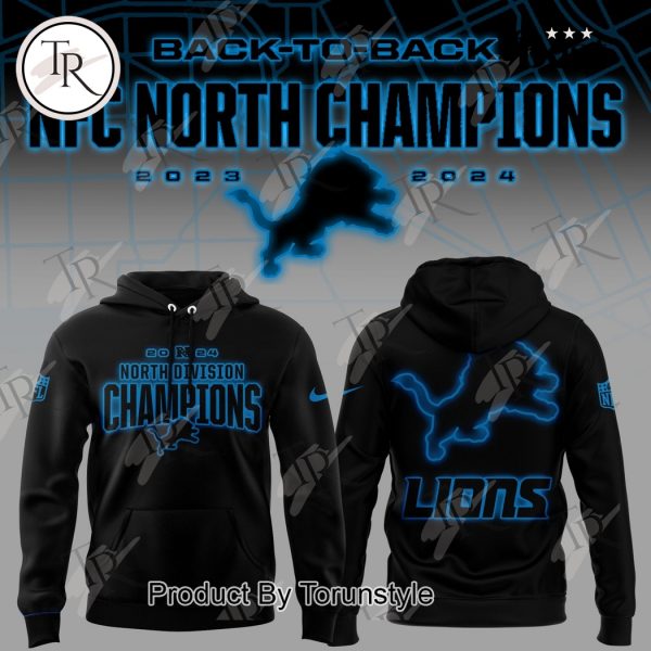 Back To Back NFC North Division Champions 2023-2024 Detroit Lions NFL Hoodie – Black