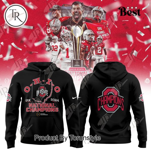 O-H-I-O 9x 2024 National Champions Ohio State Hoodie – Red