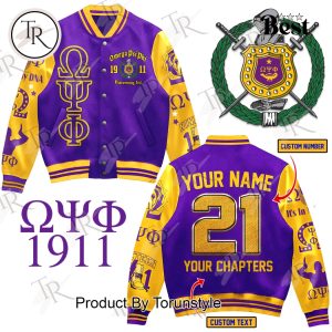 Omega Psi Phi 1911 Custom Name Baseball Jacket