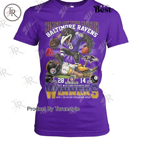 Kings Of The North NFL Baltimore Ravens AFC Wild Card Playoff 2025 Winners T-Shirt