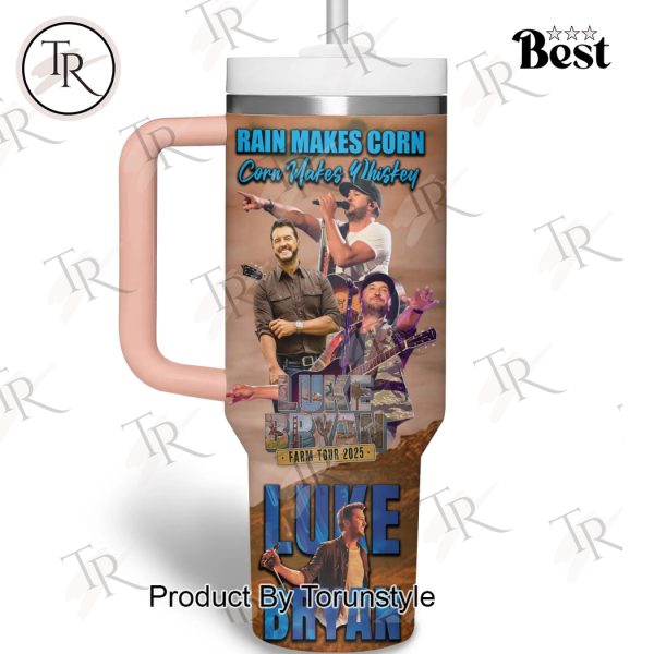 Luke Bryan Rain Makes Corn, Corn Makes Whiskey “Farm Tour 2025”  1 Fan Custom Name 40oz Tumbler