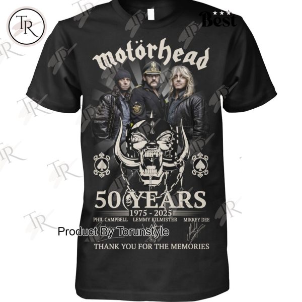 Motohead 50 Years 1975-2025 Thank You For The Memories T-Shirt