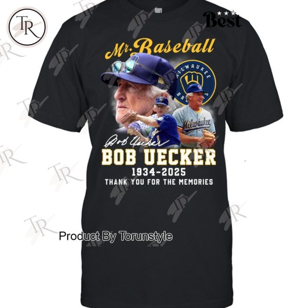 Mr.Baseball Bob Uecker X Milwaukee Brewers MLB 1934-2025 Thank You For The Memories T-Shirt