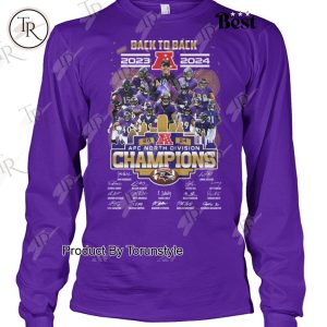 Back To Back 2023-2024 AFC North Division Champions Baltimore Ravens NFL T-Shirt