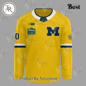 Michigan Wolverines NCAA “B1G” Yellow Edition Custom Name Hockey Jersey