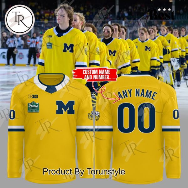 Michigan Wolverines NCAA “B1G” Yellow Edition Custom Name Hockey Jersey