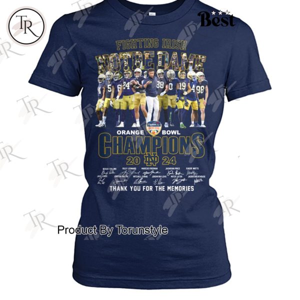 NCAA Notre Dame Fighting Irish 2024 Orange Bowl Champions Thank You For The Memories T-Shirt